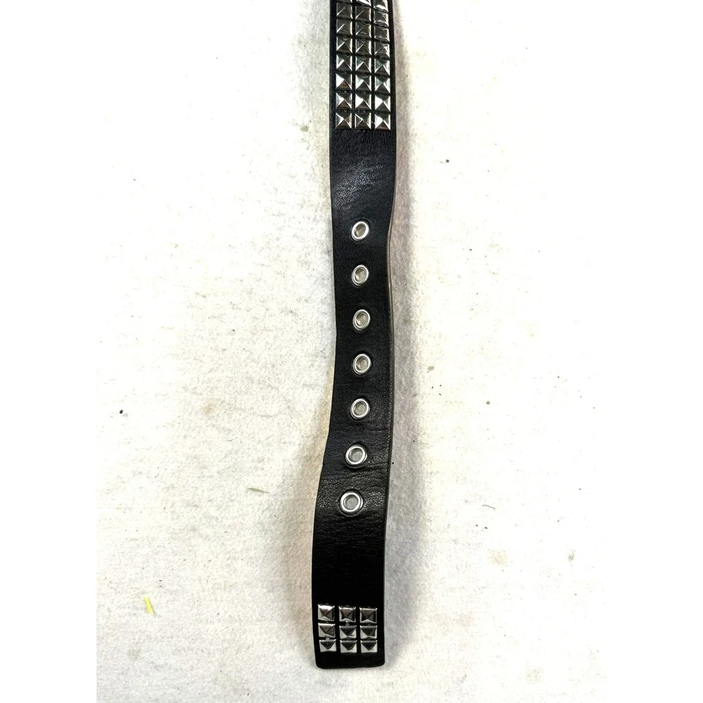 Studded Belt Mens 36 Black Faux Leather Y2K Punk Grunge